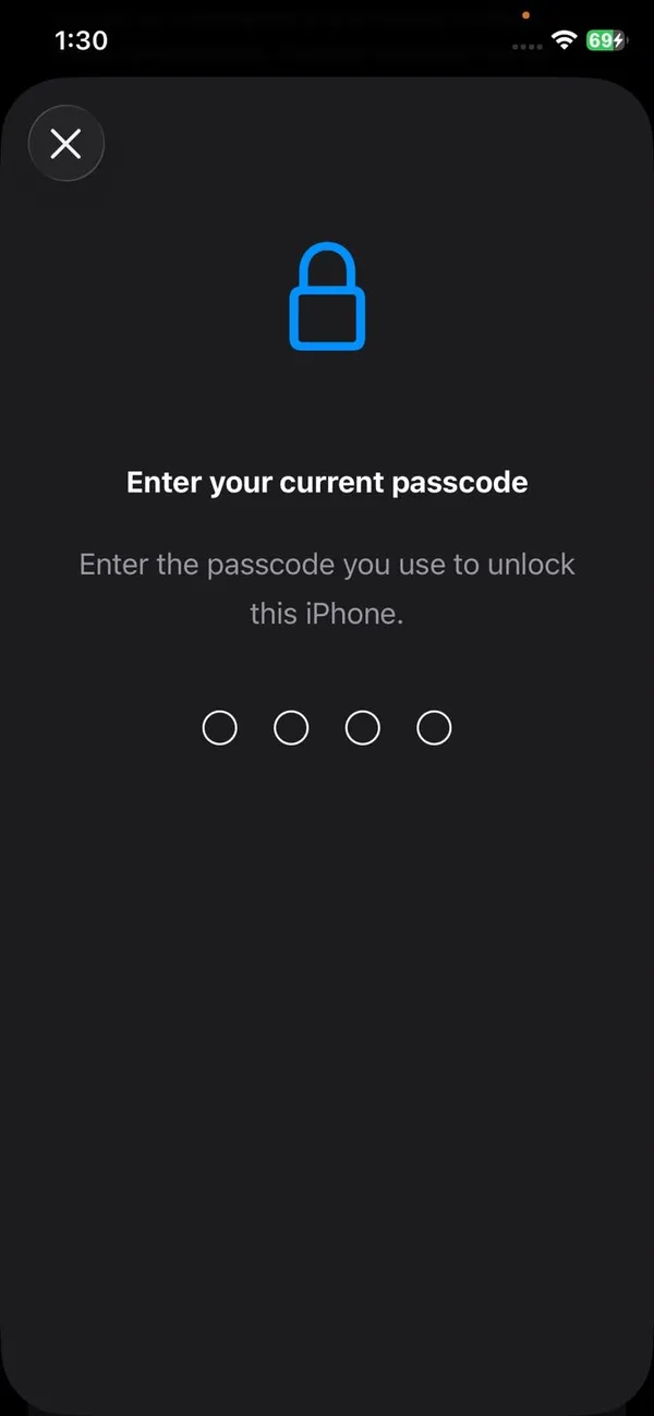 iPhone asking to enter your current passcode