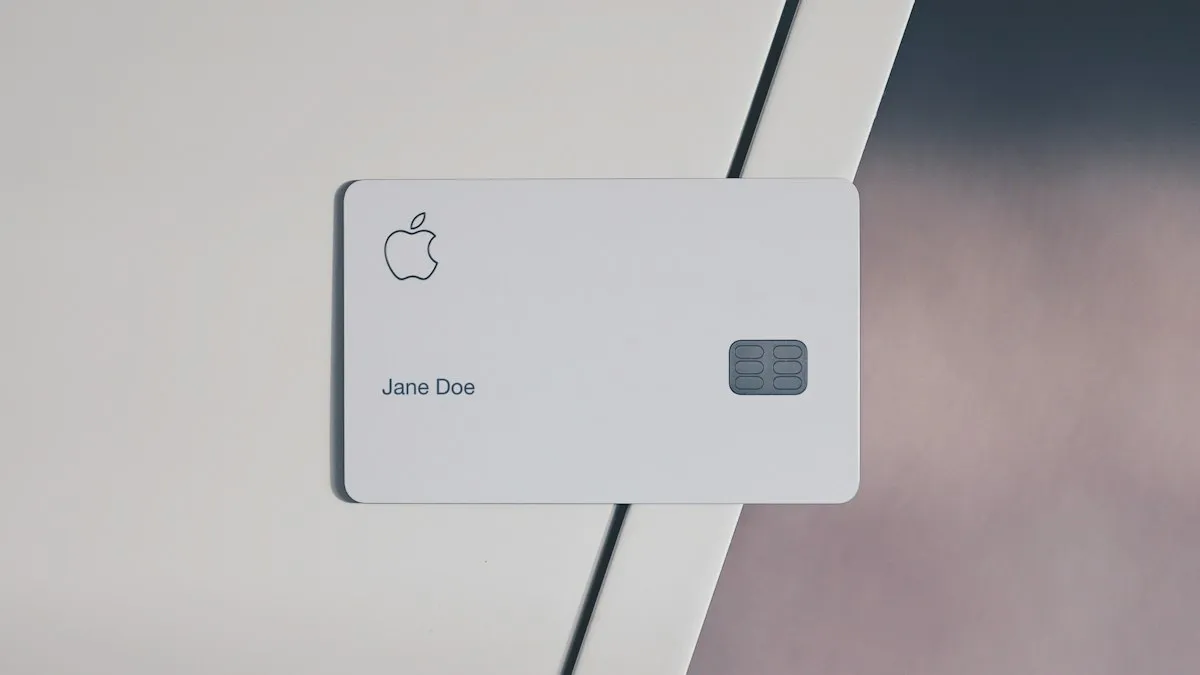 A white Apple Card on a plain surface