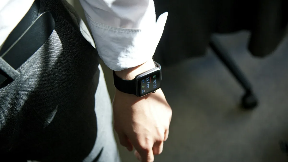 An Apple Watch on a person's wrist