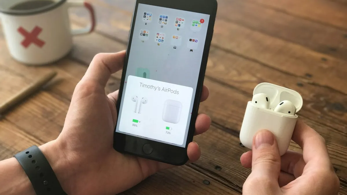 A person holding an iPhone