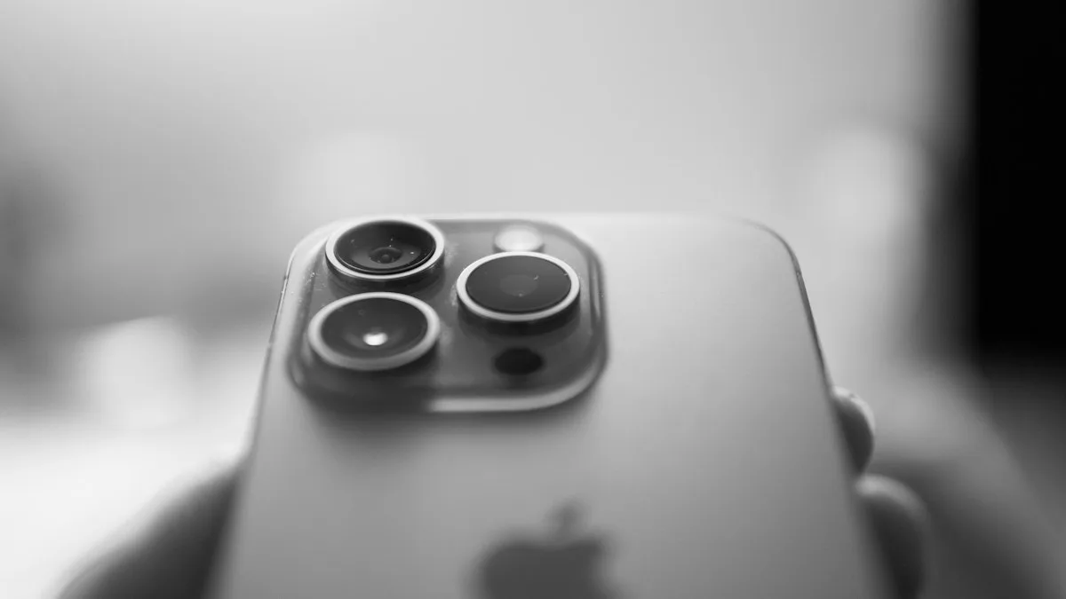 Close-up of the camera lenses on the back of an iPhone