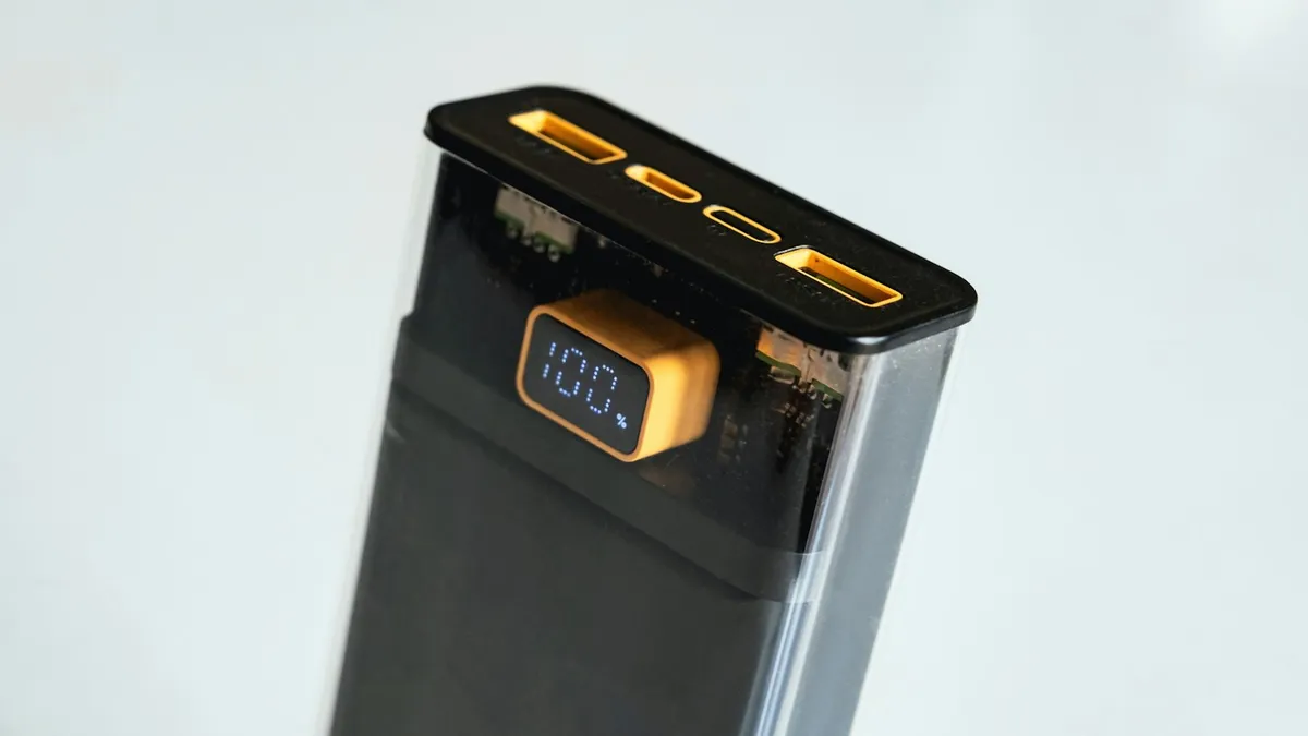 A close up of a cell phone charging