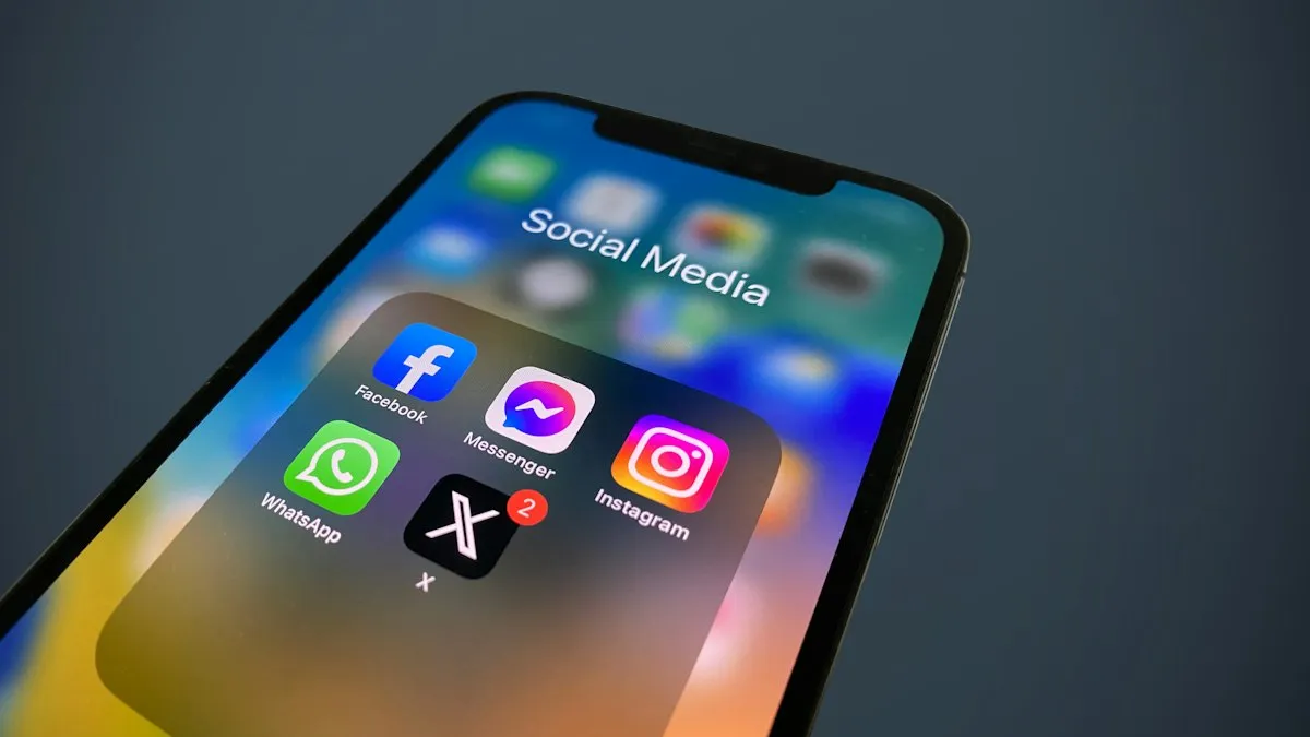An iPhone showing social media app icons