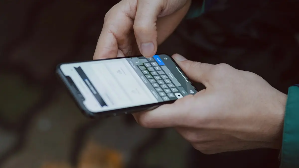Selective focus photography of person using smartphone