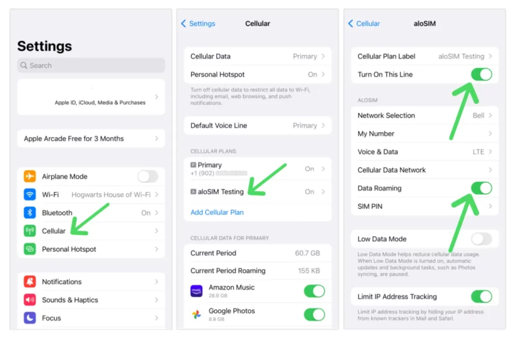 Active eSIM Configuration for an iPhone