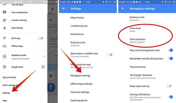 Change Navigations on Google Map Settings