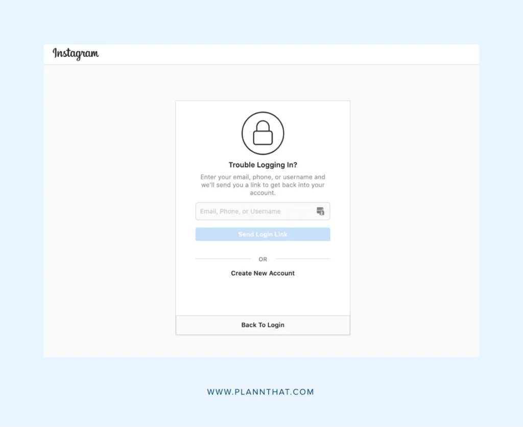 instagram password Reset through Email