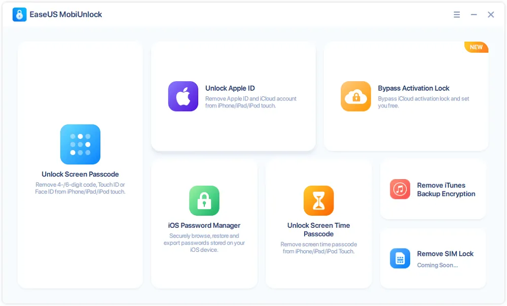 Key features of EaseUS MobiUnlock