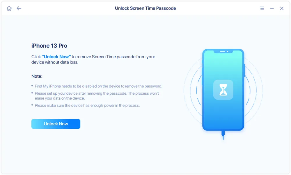 EaseUS MobiUnlock recognizes your iPhone