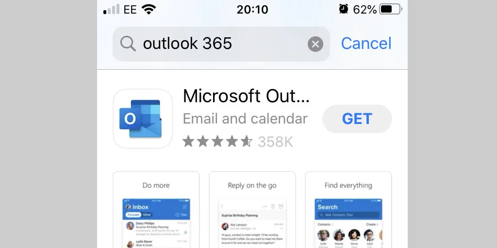 outlook on iphone