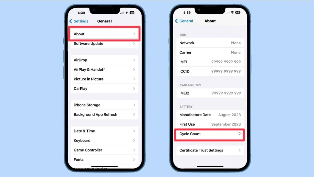 what is cycle count in iPhone 15